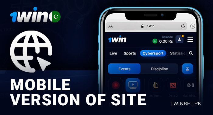 Mobile version of 1Win website for players from Pakistan