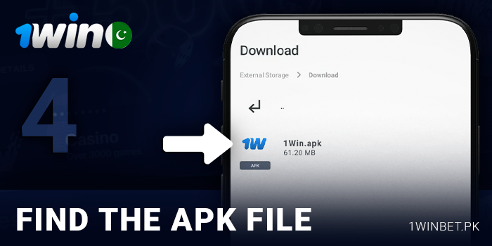 ڈاؤن لوڈ کردہ 1Win apk فائل کو تلاش کریں۔