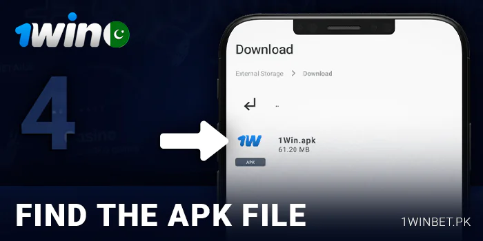 Locate the downloaded 1Win apk file