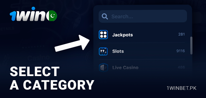 Choose a category of 1Win casino games