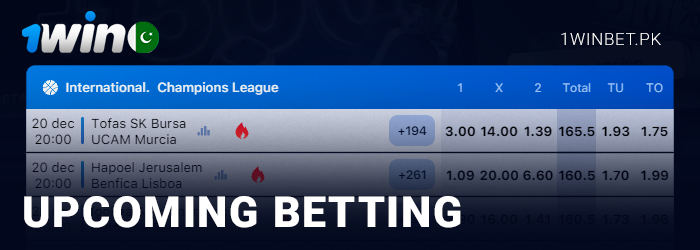 About prematch betting on 1Win site