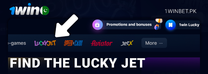 Find Lucky Jet crash game on 1Win site