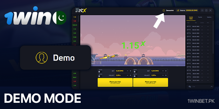 JetX demo mode for 1Win Pakistan players