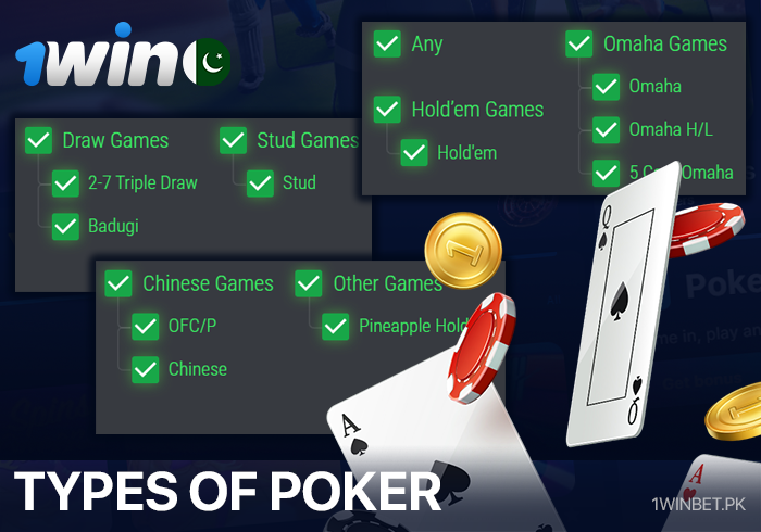 Types of poker for Pakistani 1Win players